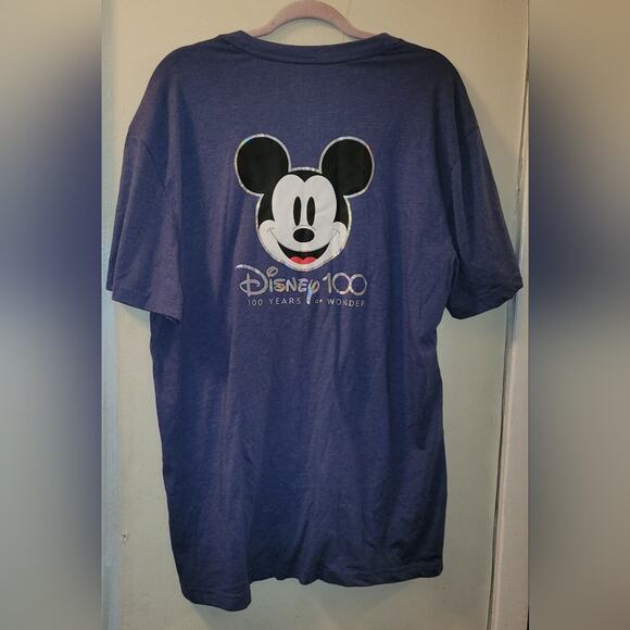 Disney 100 Year Celebration Mickey Mouse Front & Back Hit Blue T-Shirt Size XL - Picture 3 of 5